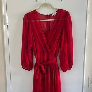 Calvin Klein Vibrant Red Long Sleeve Dress